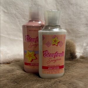 Bath & Body Works Starfruit Sangria Body Wash and Lotion - Pink and Cream
